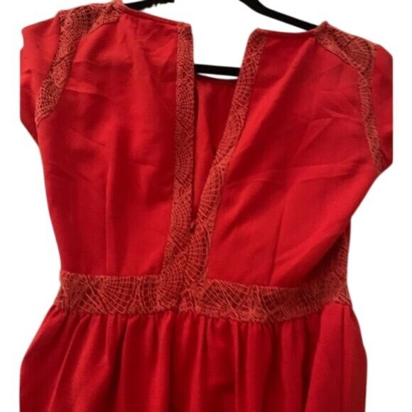 Pins And Needles Red Lace Trim Short Sleeve Dress Size 4 Polyester/Nylon Womens - Picture 9 of 11